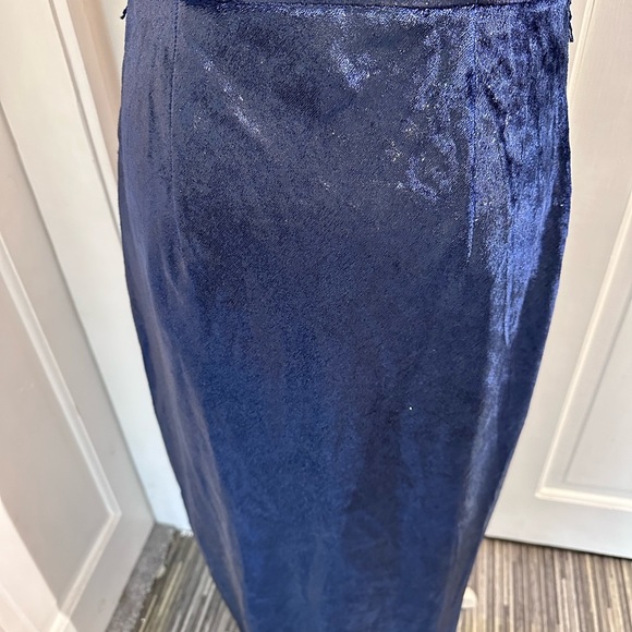 TED Baker Size 3 Navy One Shoulder Drape Midi Dress - Picture 9 of 17